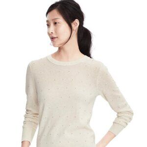 Banana Republic Italian Cashmere Beaded Cream Sweater Size Large